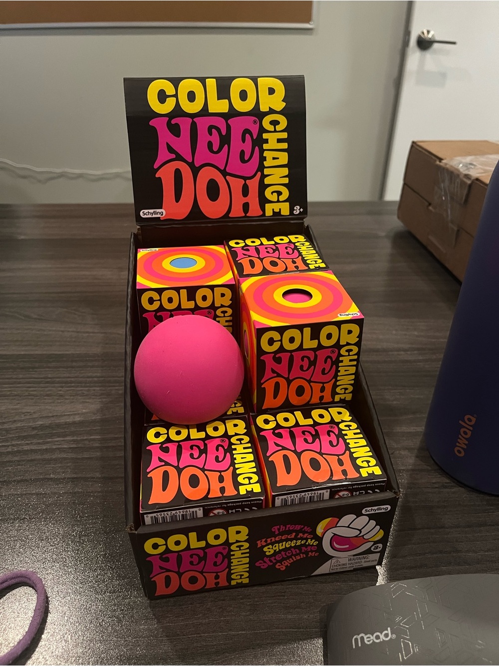 Color Nee Doh Change Color Squishy Ball- Pink, Blue, and Yellow